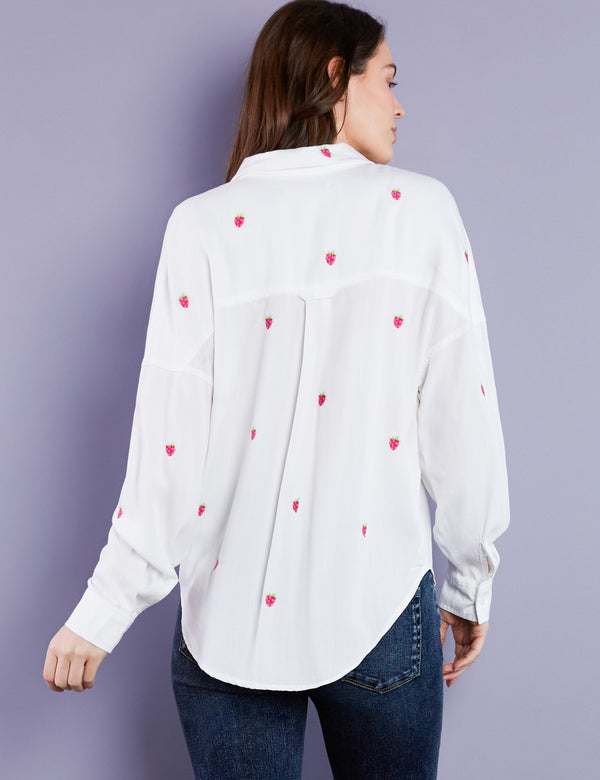 Women's White Shirt with Berry Embroidery