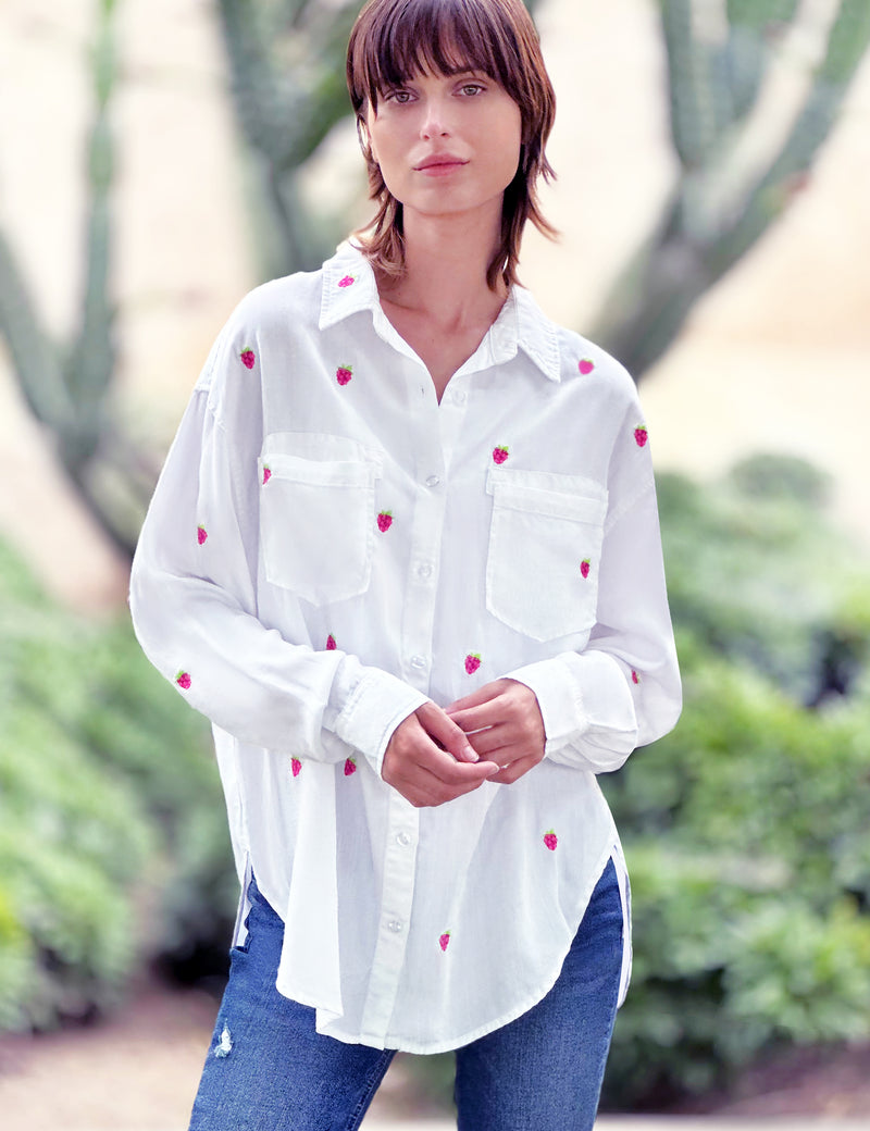Berrylicious Embroidered Button Up Shirt Front View