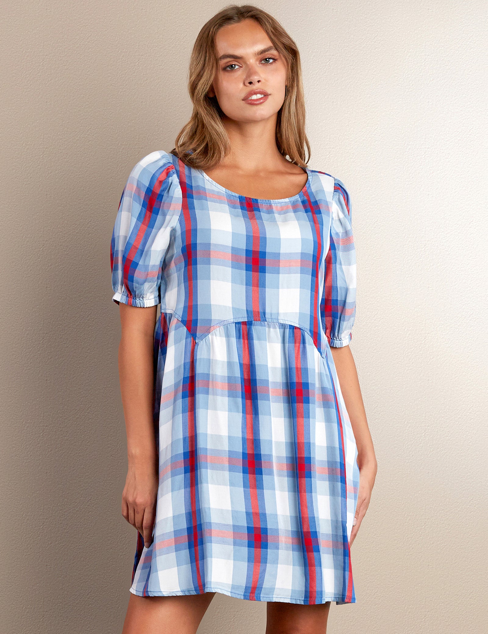women's blue plaid dress Billy T Women's Union Plaid Dress - Multi - Size XS