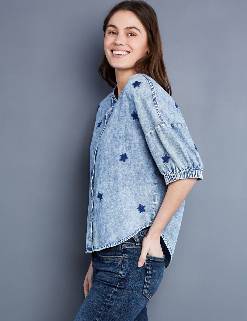 Women's Designer Star Embroidered Blouse