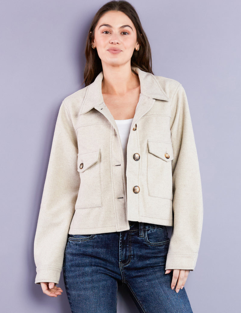 Women's Liberty Cropped Jacket in Buttercream