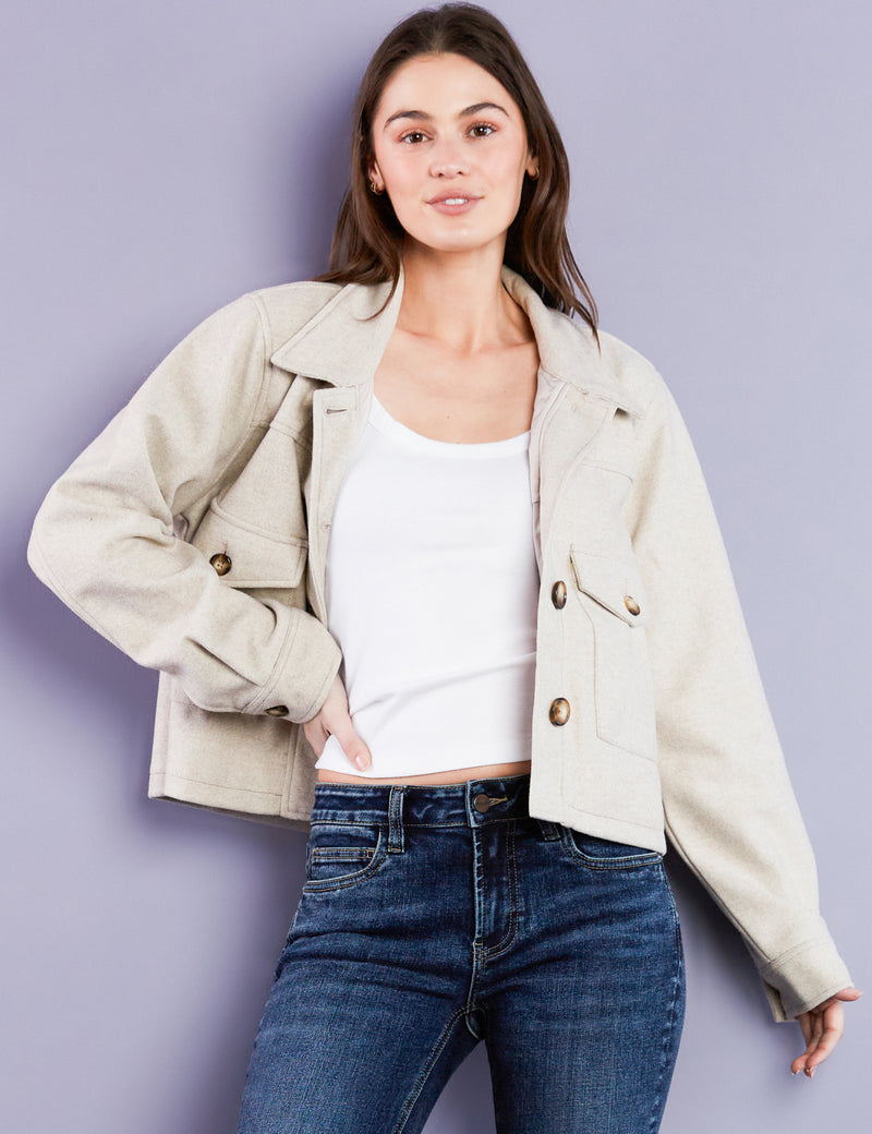 Women's Liberty Cropped Jacket in Buttercream