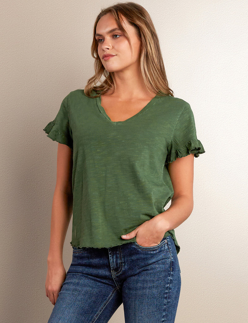 Ruffle V-Neck Tee