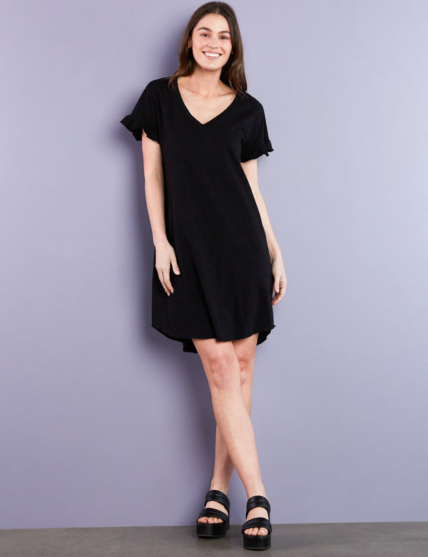 Women's Designer Black Knit Tshirt dress