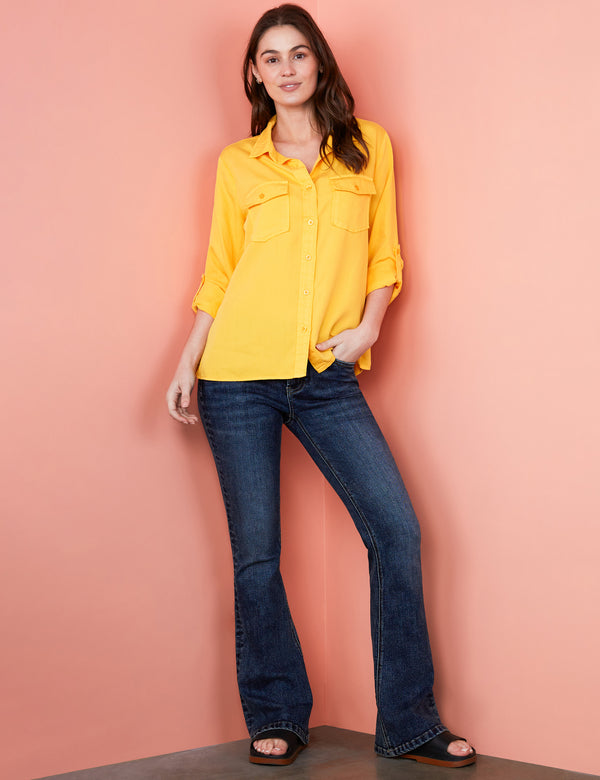 Women's Designer Bright Yellow Button Down Shirt