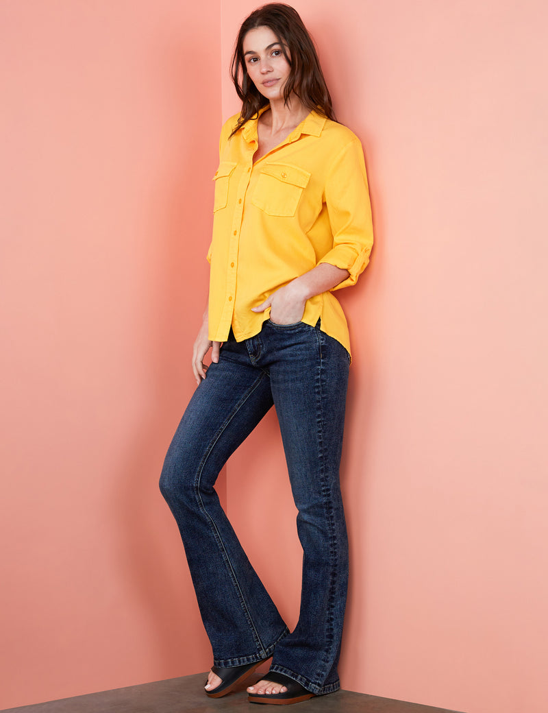 Women's Designer Bright Yellow Button Down Shirt
