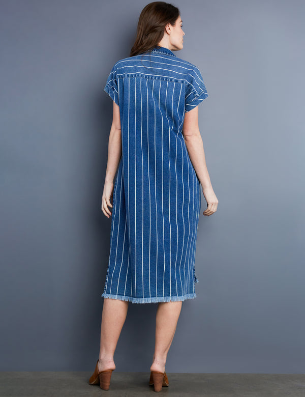 Women's Designer Chill Stripe Denim Shirtdress