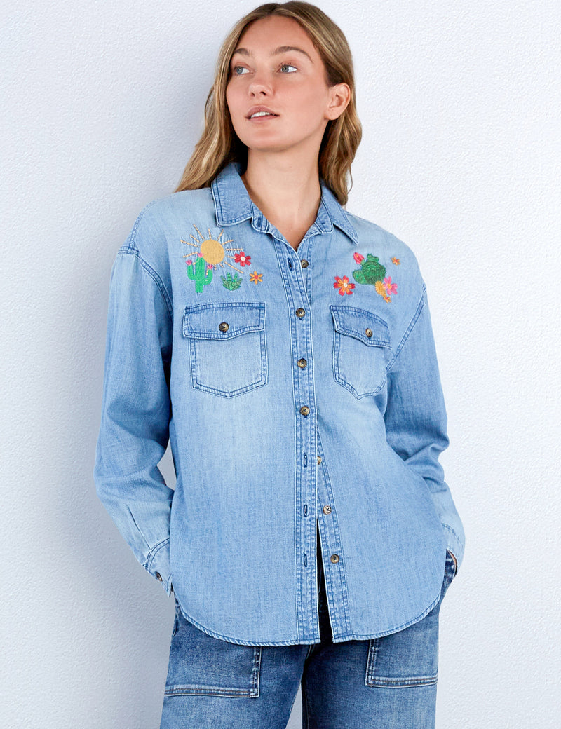 Wild Cactus Embroidered Shirt