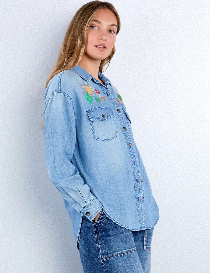 Wild Cactus Embroidered Shirt