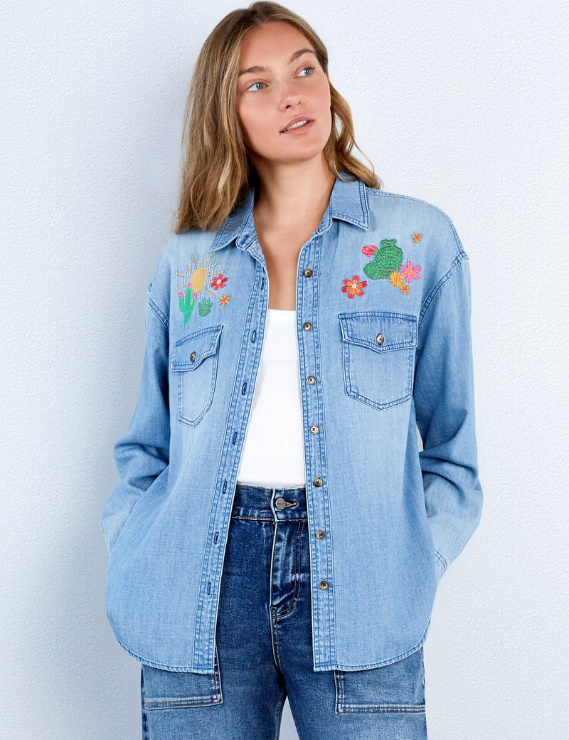 Wild Cactus Embroidered Shirt