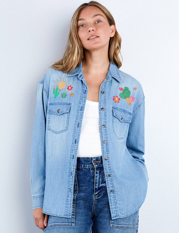 Wild Cactus Embroidered Shirt