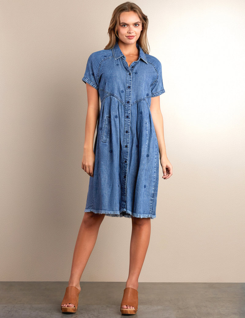 Camila Embroidered Shirt Dress