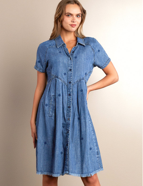 Camila Embroidered Shirt Dress