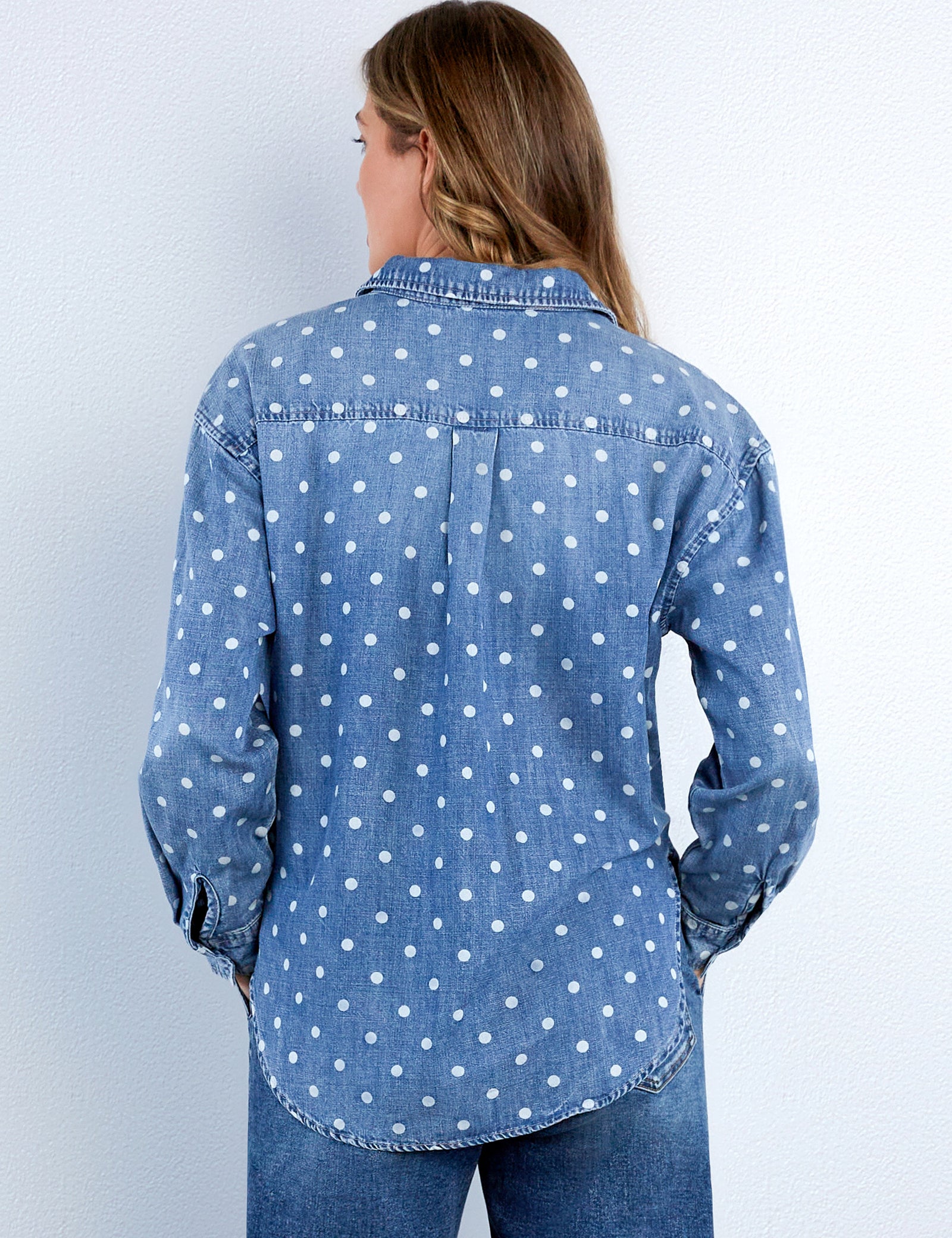 polka dot dress shirt womens Favorite Daughter Women's The Sunny Polka Dot Shirt - Espresso Polka Dot