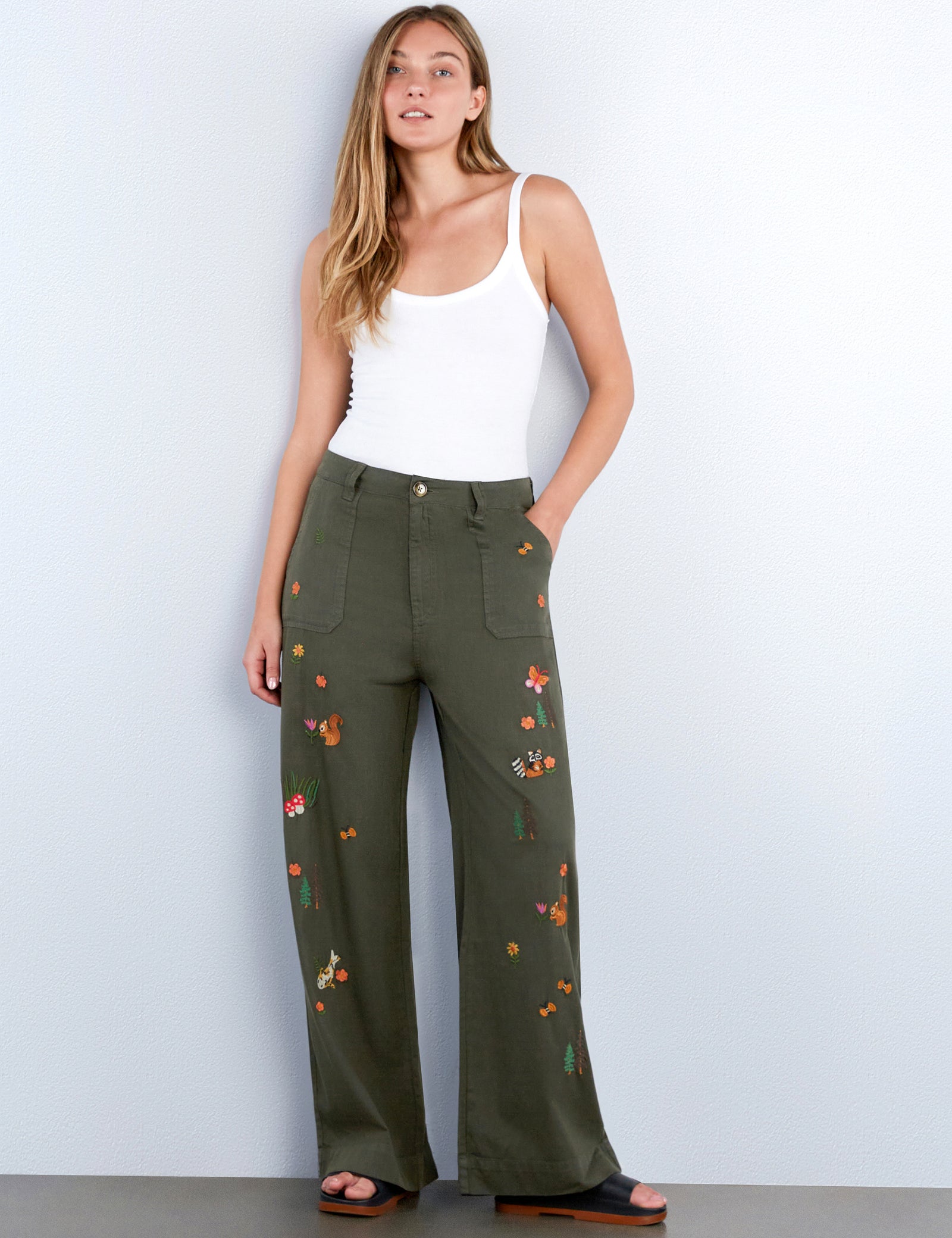 Women's Magical Forest Embroidered Pants – Billy T – billytshop