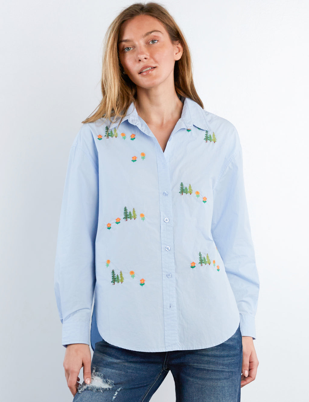 Women's Happy Trees Embroidered Shirt – Billy T – billytshop