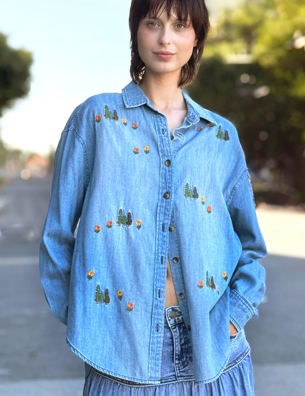 Happy Trees Embroidered Shirt