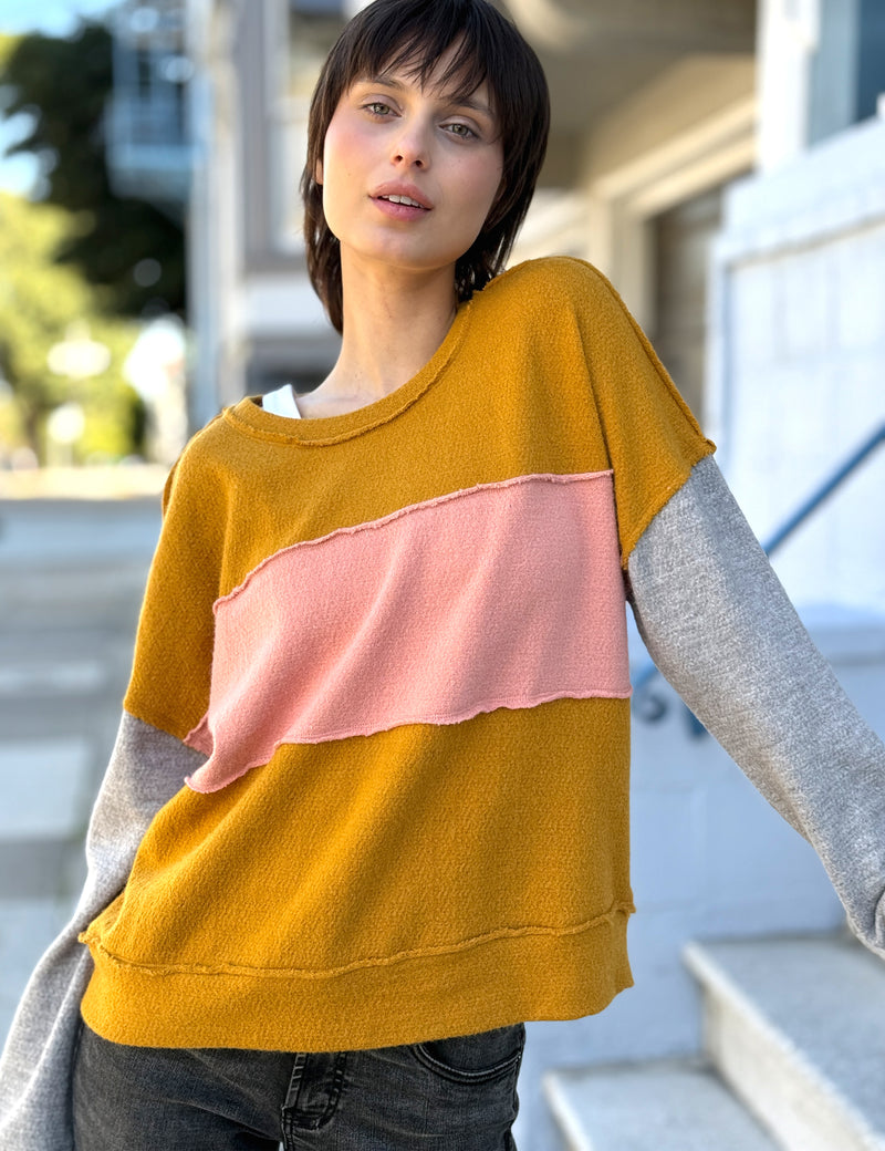 Colorblock Top Women’s Colorblock Heart Elbow Patch Top – Billy – billytshop