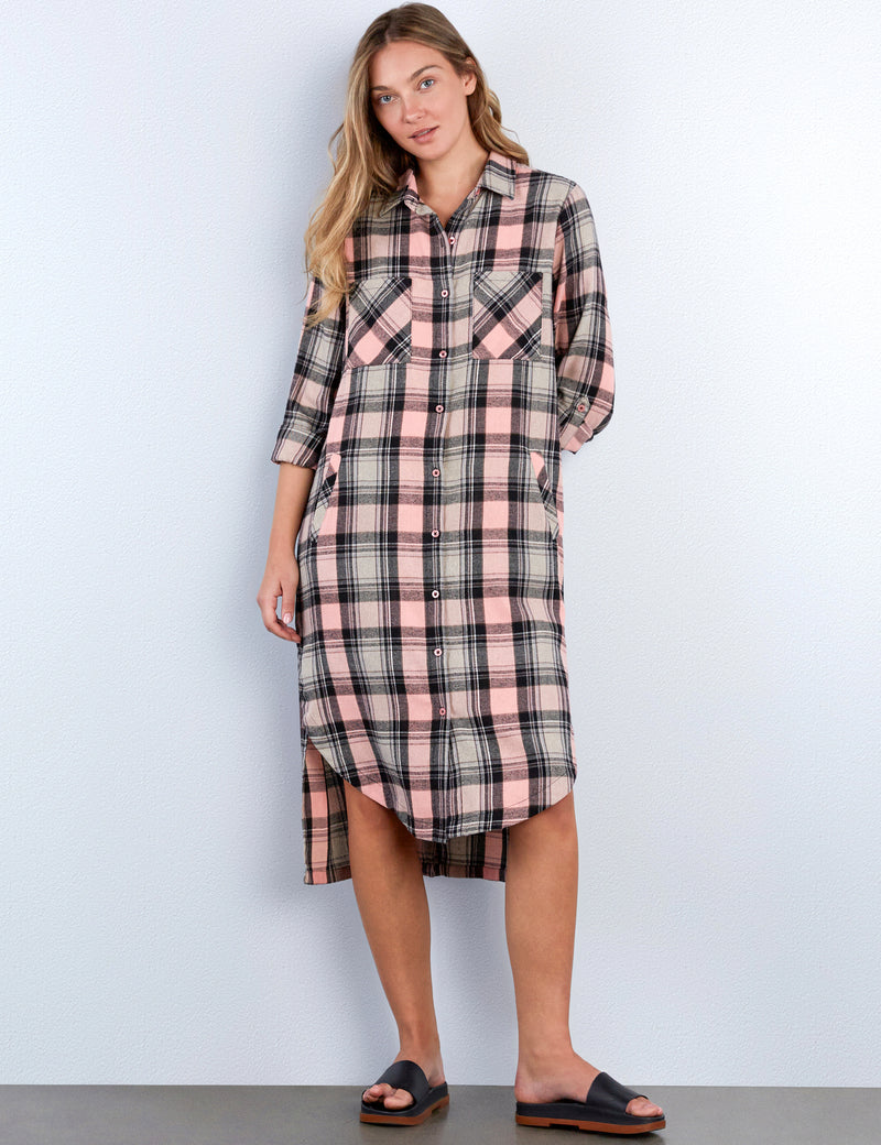 Always Fun Plaid Shirtdress