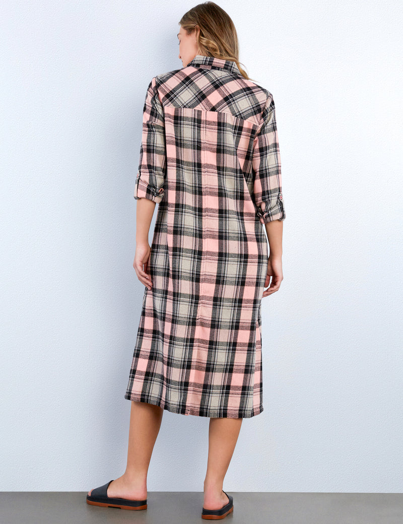 Always Fun Plaid Shirtdress