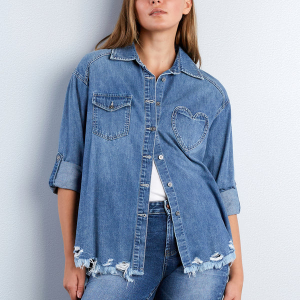 Heart Pocket Denim Shirt – billytshop