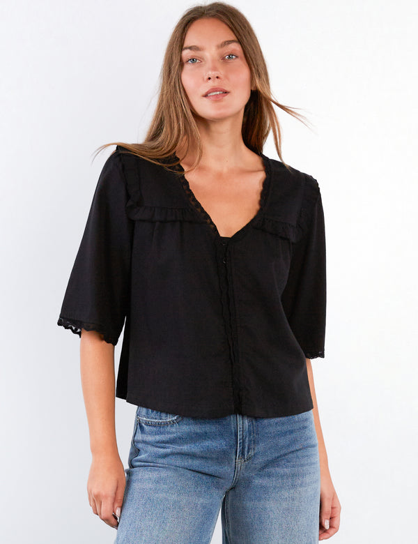 Women's Fashion Black Juliet Shirt