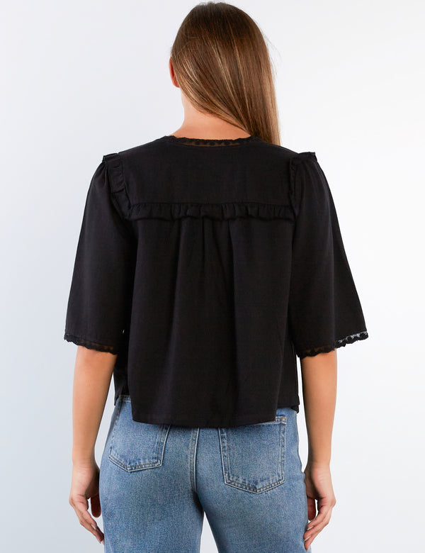 Women's Fashion Black Juliet Shirt