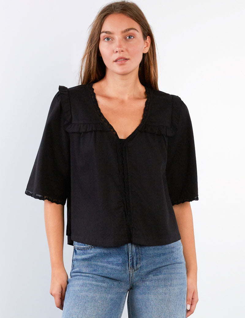 Women's Fashion Black Juliet Shirt