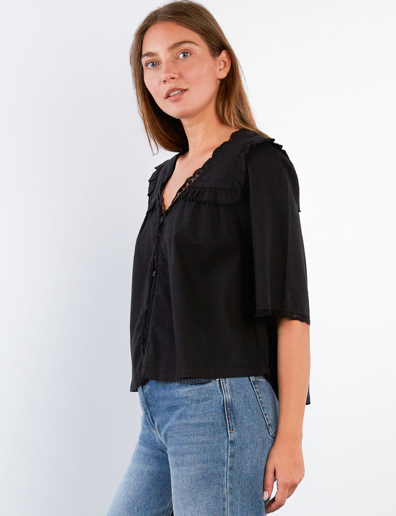 Women's Fashion Black Juliet Shirt