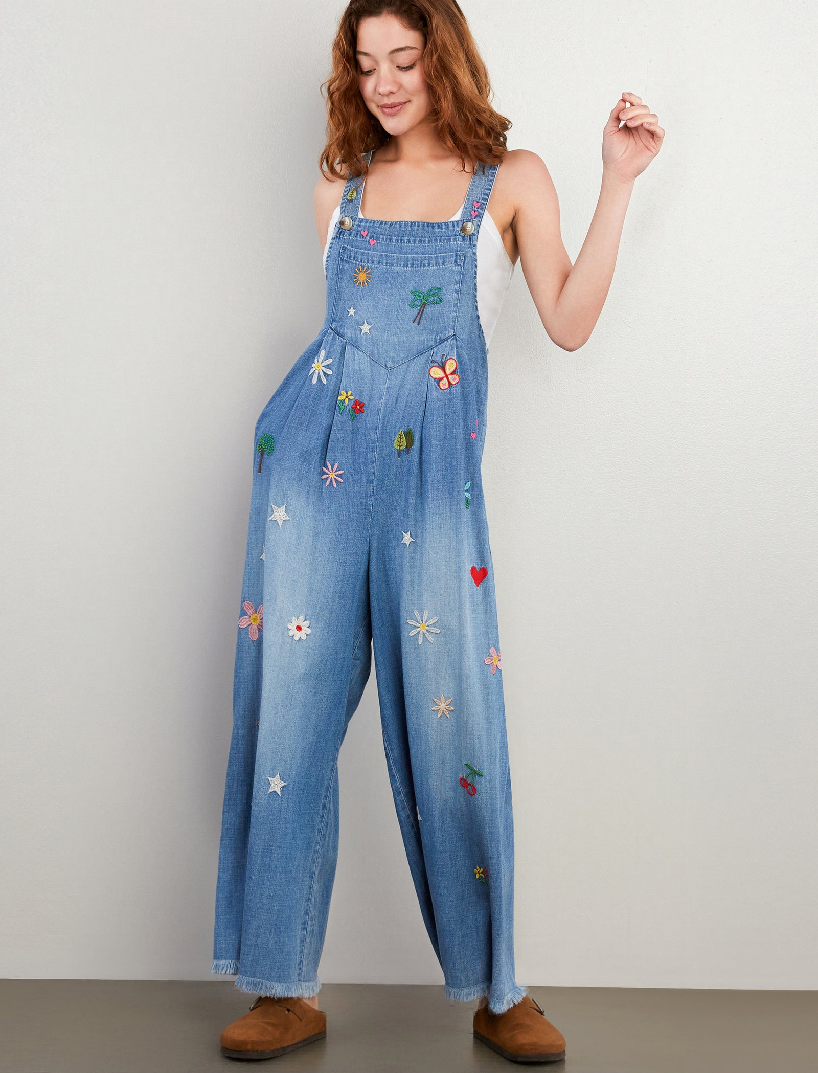 Women's Ooh La La Denim Embroidered Overalls – billytshop
