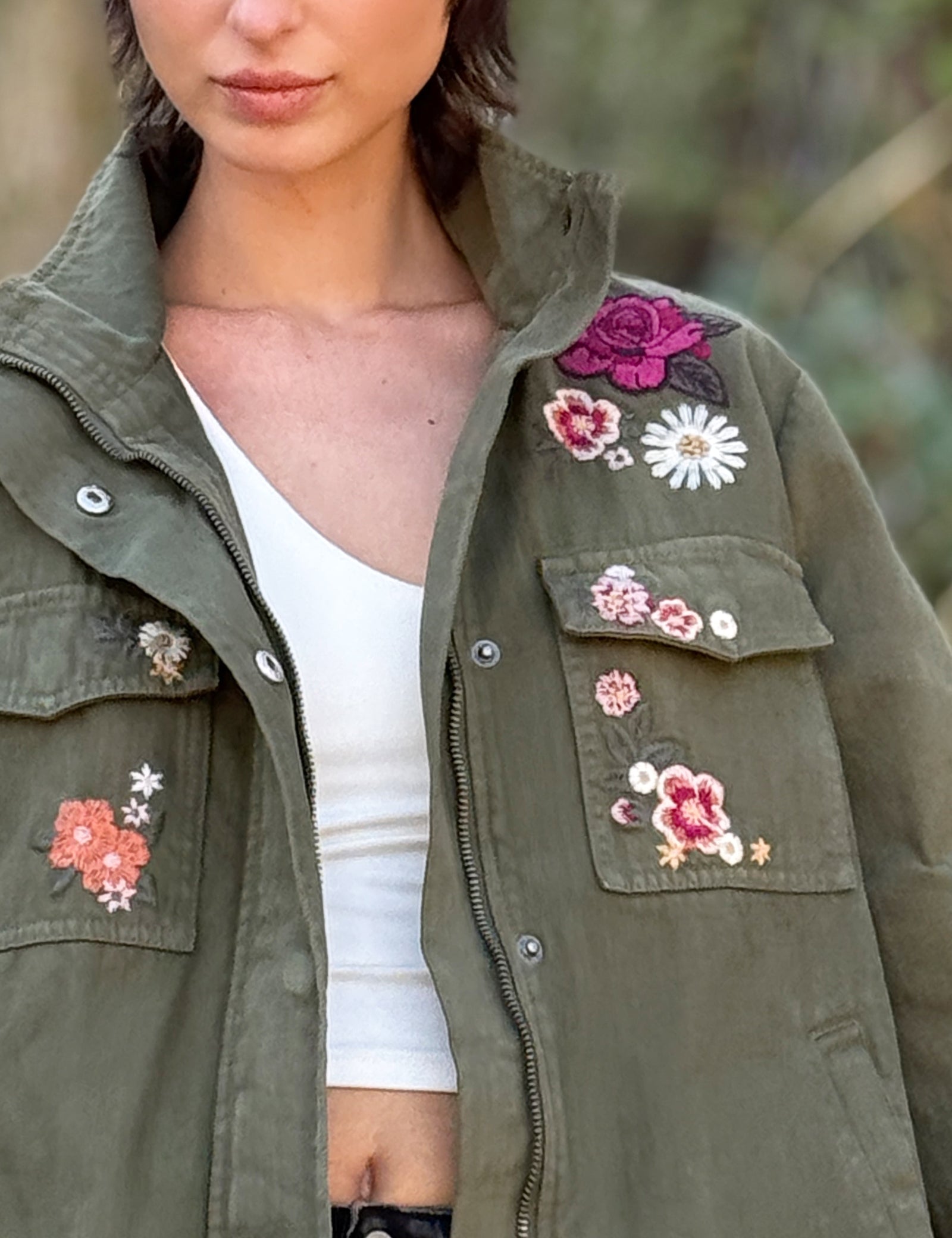 Women's Embroidered Flower Camp Jacket – Billy T – billytshop