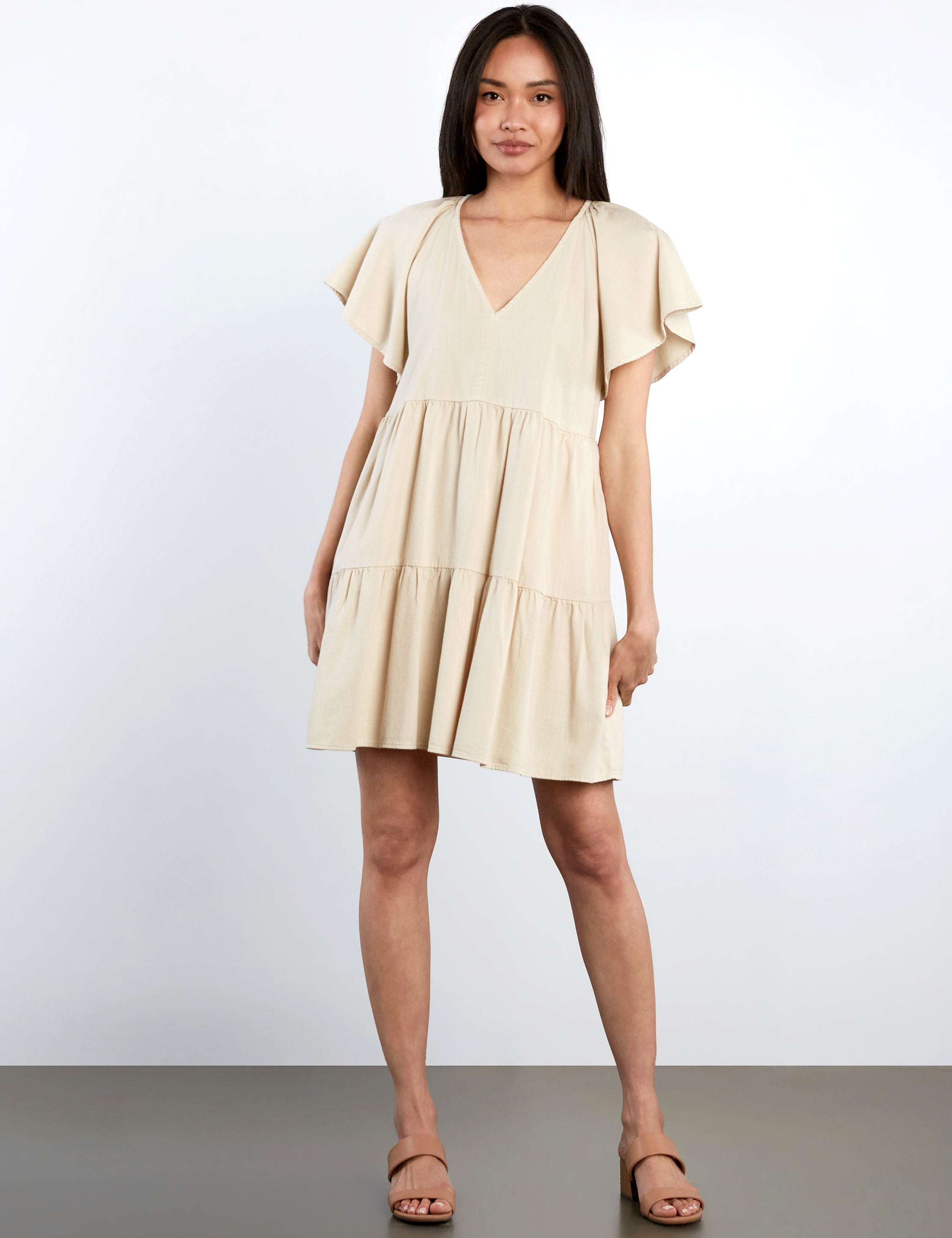 Billy T Butterfly Dress - Iced Latte Tiered Cotton Mini Dress – billytshop