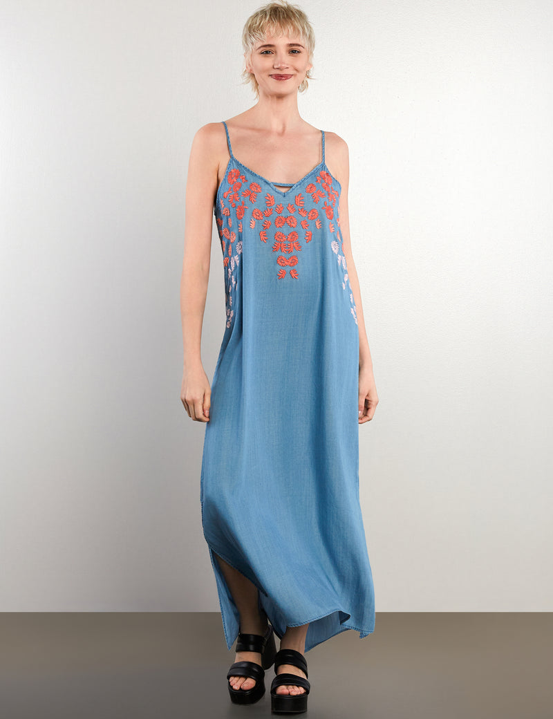 Billy T Flower Garden Slip Dress - Denim Billy T Flower Garden Slip Dress - Denim