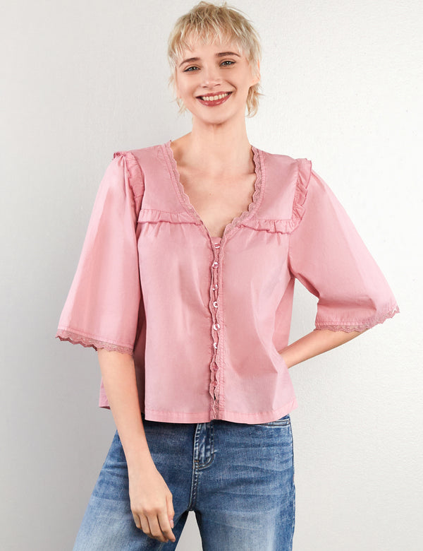 Women's Fashion Pink Breeze Happy Allie Top