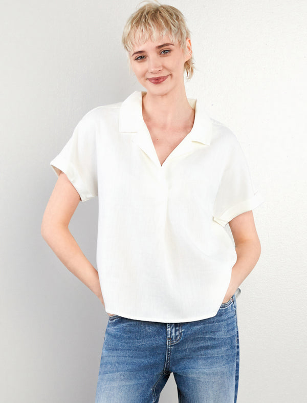 Women's Fashion Coconut Milk Top Notch Shirt