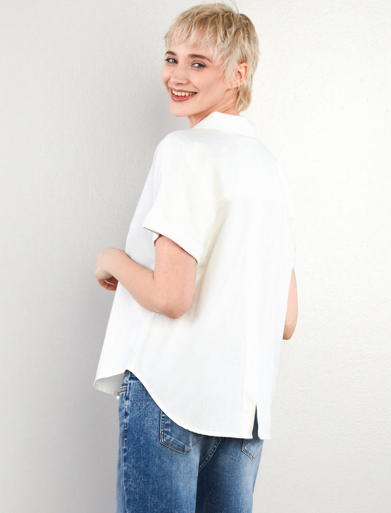 Women's Fashion Coconut Milk Top Notch Shirt