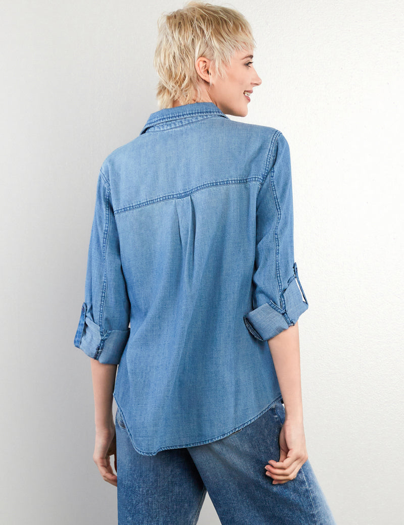 Embroidery Classic Denim Button Up Shirt