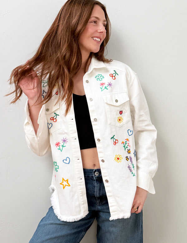 Women's Embroidered Floral Flower Burst Shirt – Billy T – billytshop