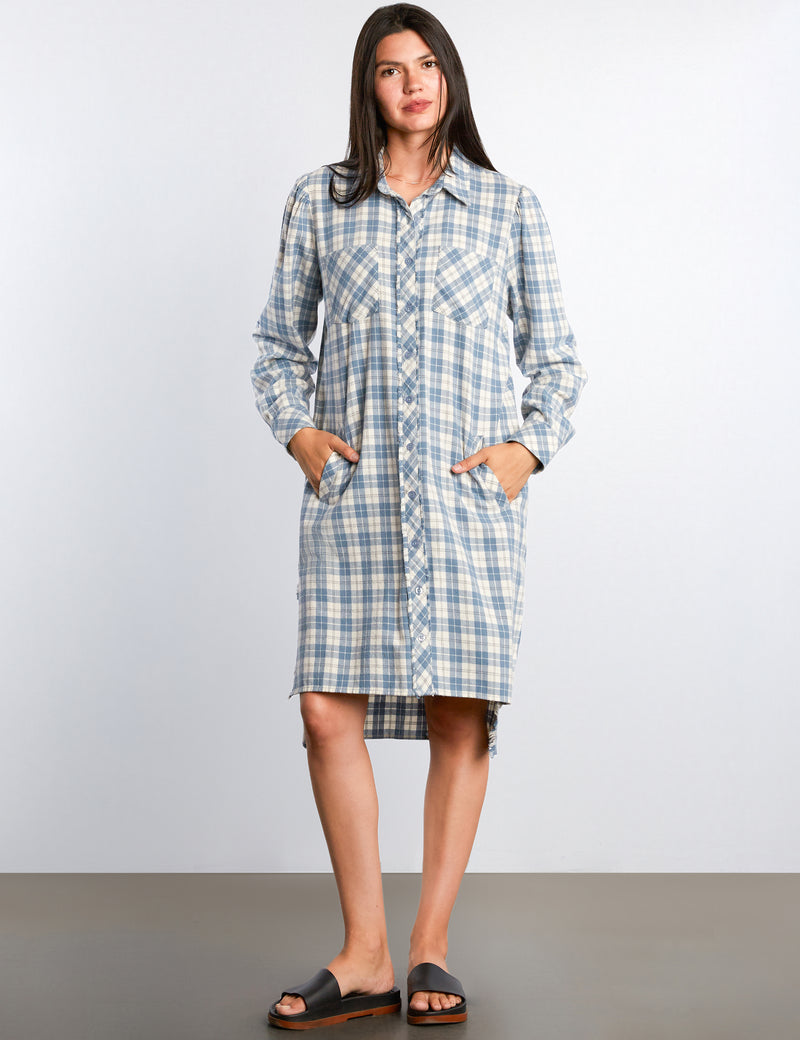 Blue Plaid Shirtdress