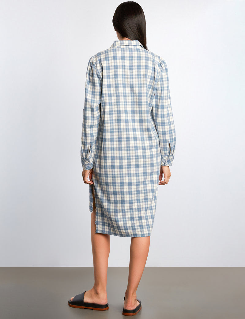 Blue Plaid Shirtdress