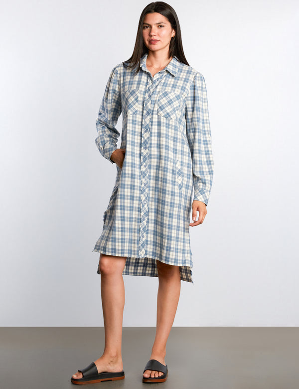 Blue Plaid Shirtdress