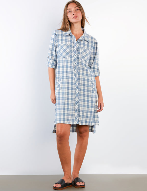 Blue Plaid Shirtdress