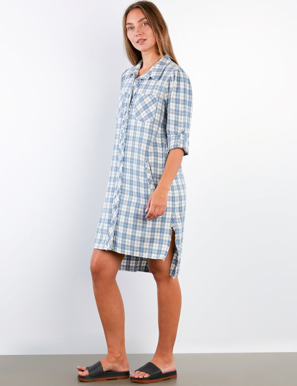 Blue Plaid Shirtdress