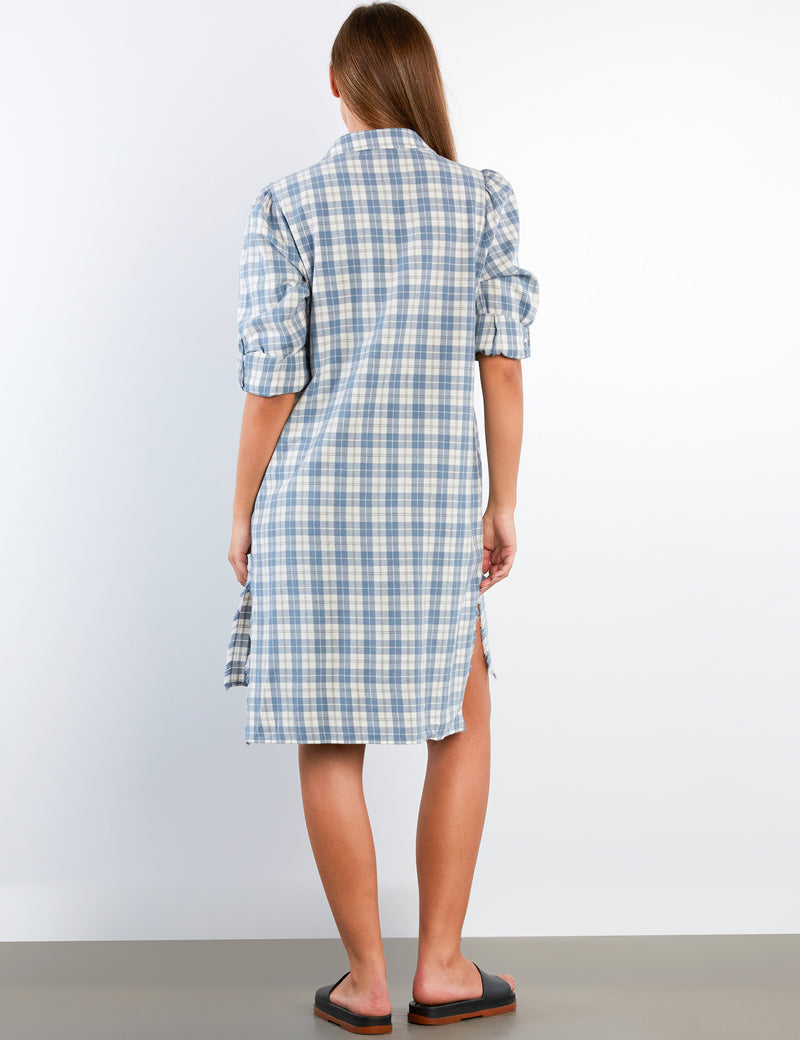 Blue Plaid Shirtdress