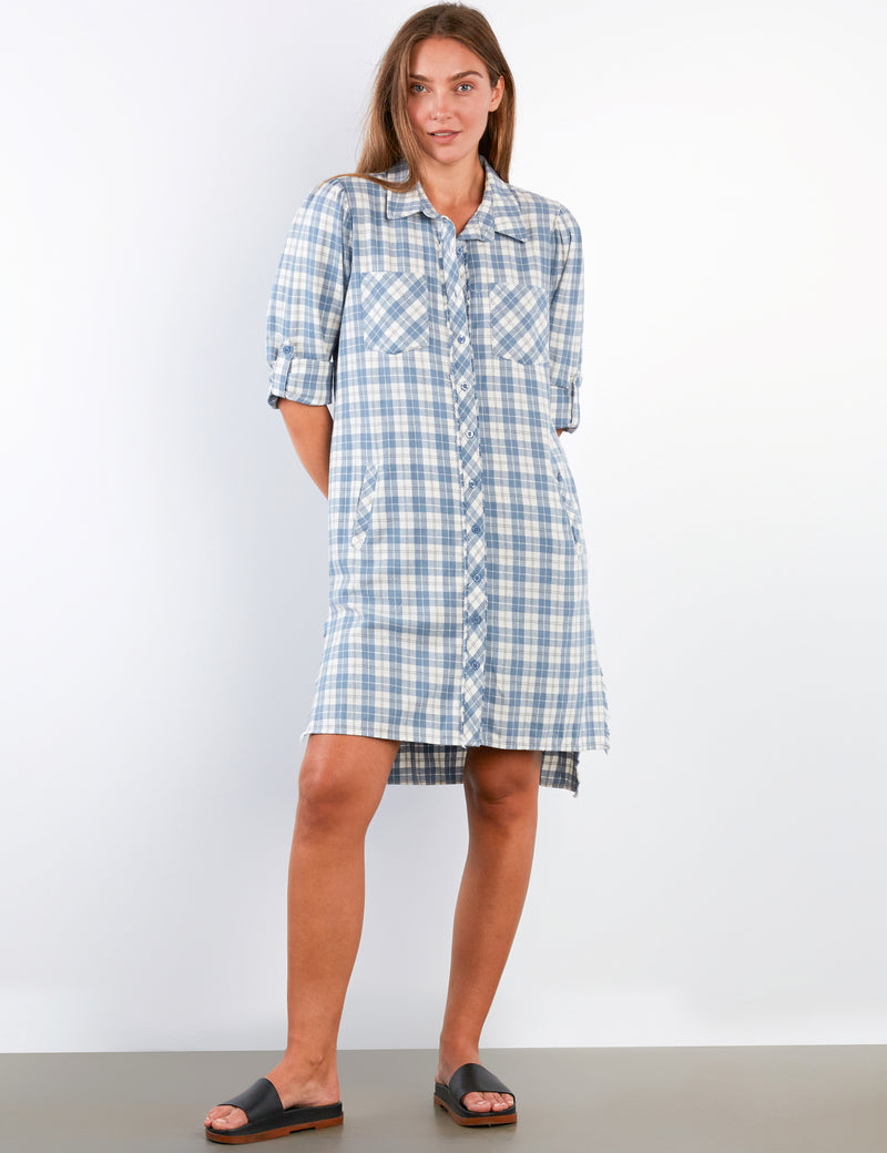 Blue Plaid Shirtdress