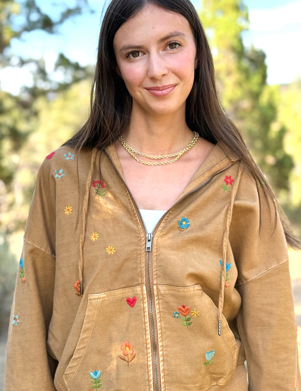 Women's Flower Embroidered Hoodie - Billy T – billytshop