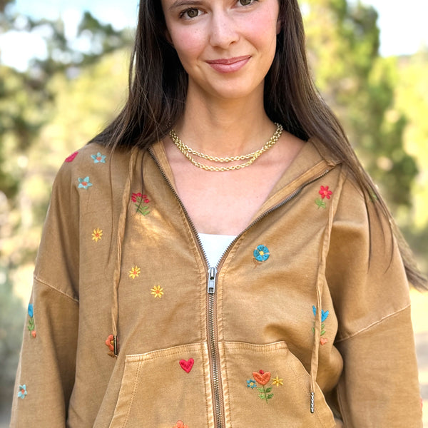 Women's Flower Embroidered Hoodie - Billy T – billytshop