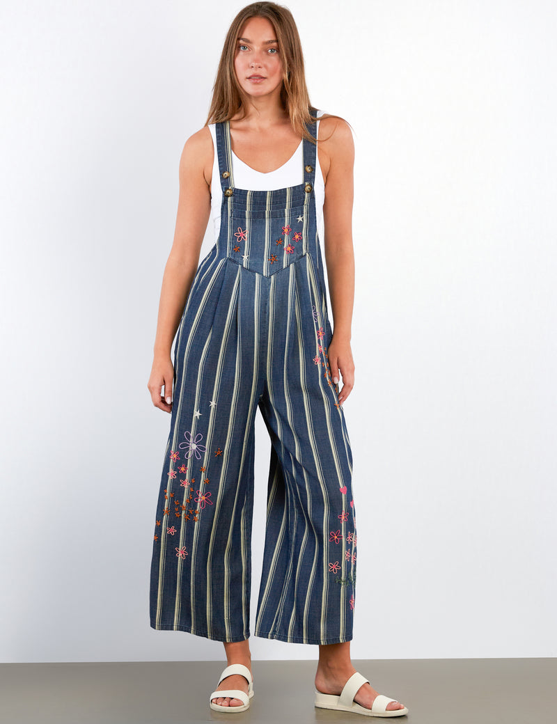 Women's Fashion Indigo Cabana Str In Full Bloom Overalls