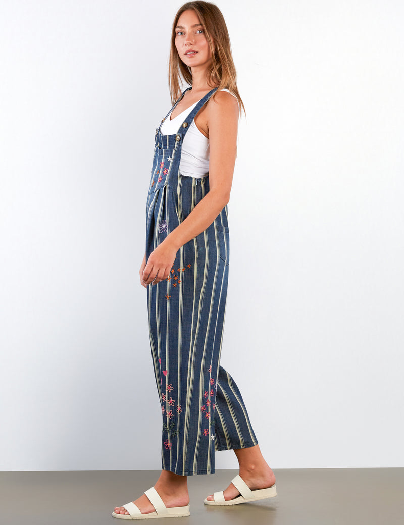 Women's Fashion Indigo Cabana Str In Full Bloom Overalls