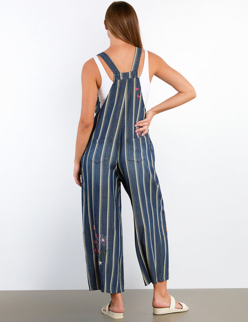 Women's Fashion Indigo Cabana Str In Full Bloom Overalls